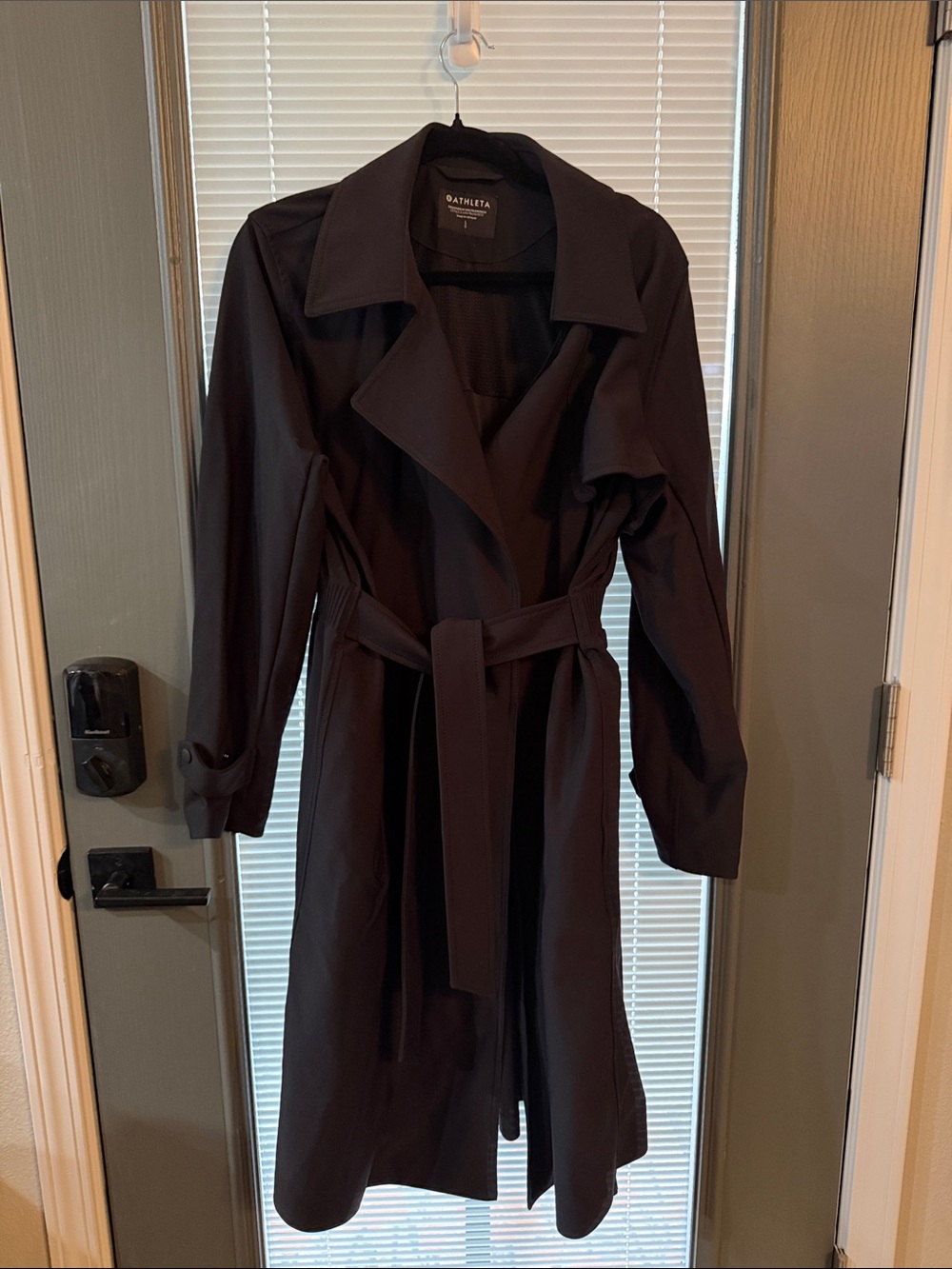 Athleta Black Belted Women's Trench Coat